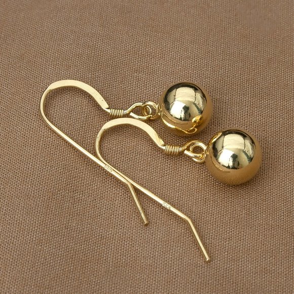 Elegant Gold Hook Earrings with Dangle Balls, Classical Earrings - Picture 2 of 6